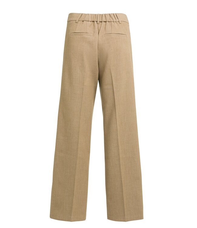 YAYA Woven mid waist straight leg trousers with seam details - OTTER BROWN MELANGE