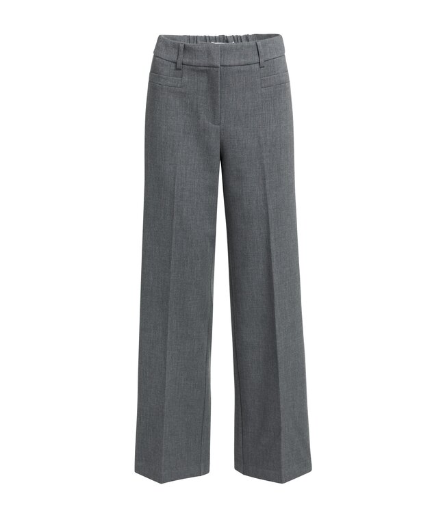 YAYA Woven mid waist straight leg trousers with seam details - ANTHRACITE MELANGE