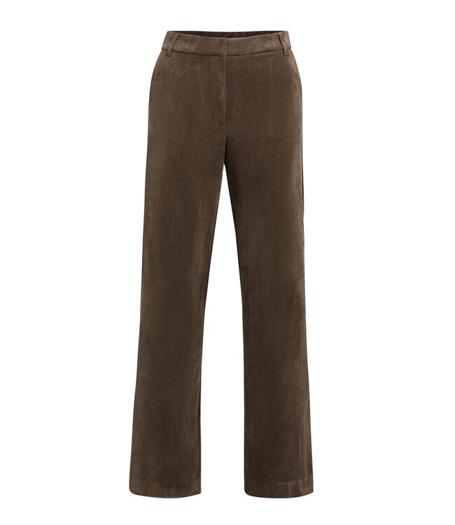 YAYA Suedine wide leg trousers - SLATE BLACK BROWN