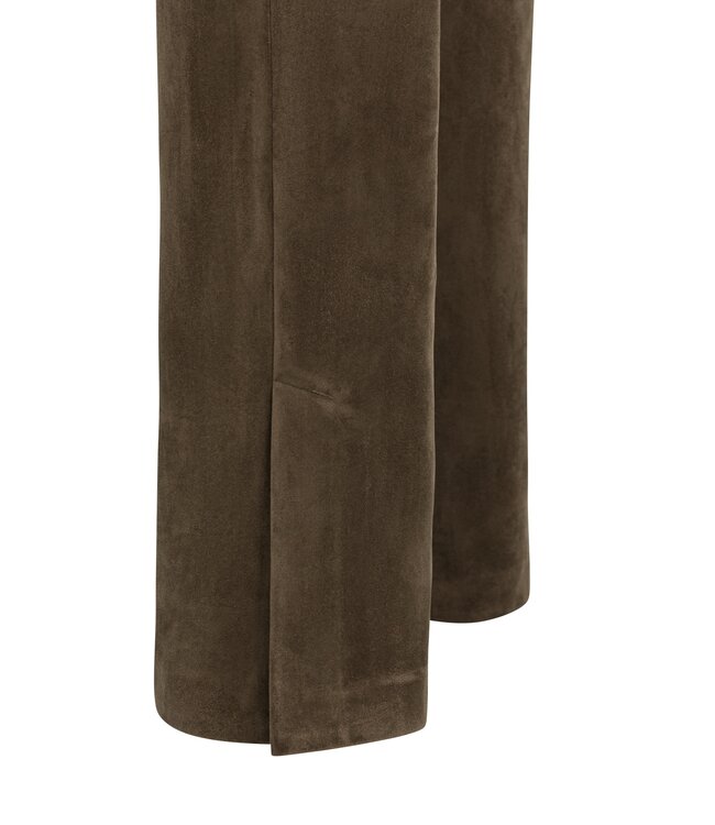 YAYA Suedine wide leg trousers - SLATE BLACK BROWN