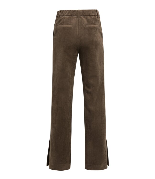 YAYA Suedine wide leg trousers - SLATE BLACK BROWN