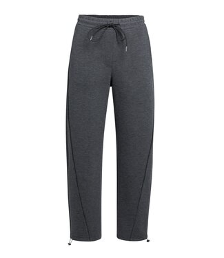 YAYA Jersey loose fit barrel leg trousers - HOLE BLACK MELANGE