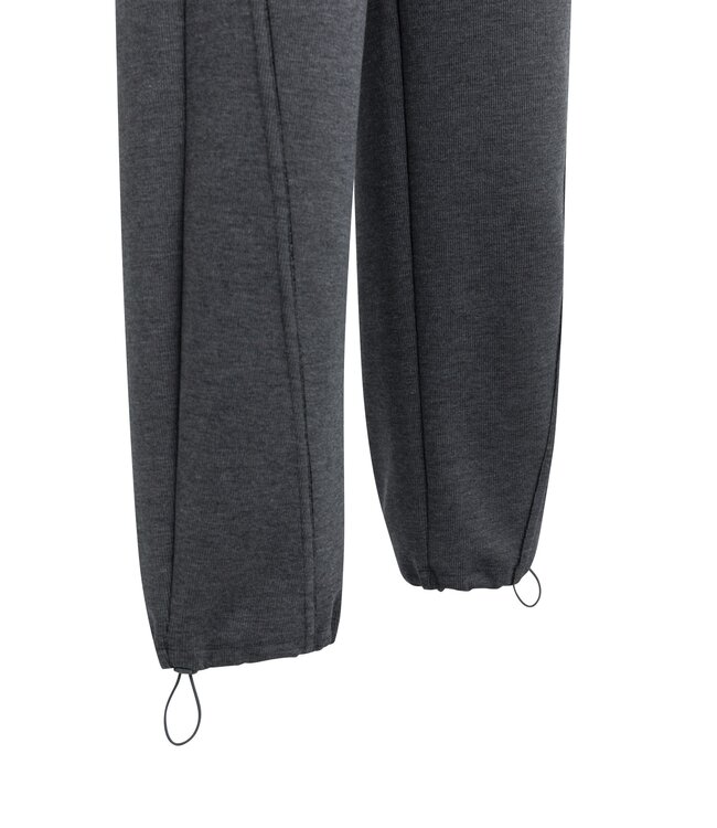 YAYA Jersey loose fit barrel leg trousers - HOLE BLACK MELANGE