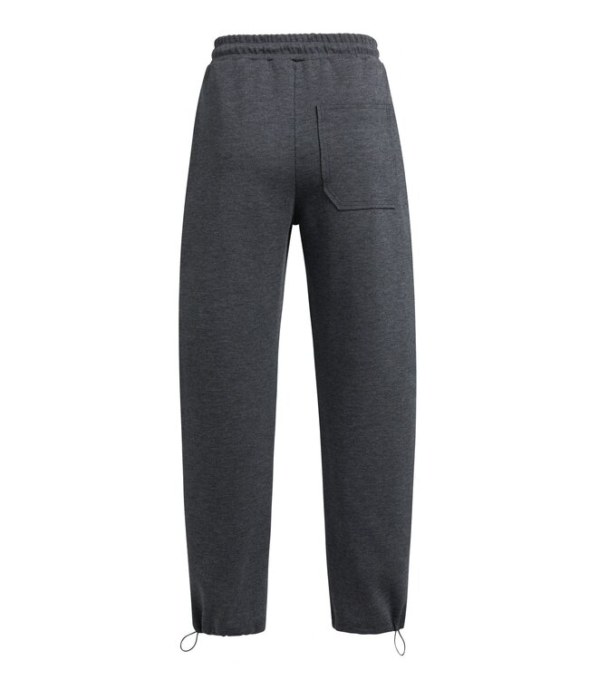 YAYA Jersey loose fit barrel leg trousers - HOLE BLACK MELANGE