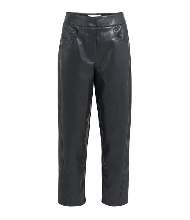 YAYA Faux leather carrot fit trousers with seam detail - HOLE BLACK