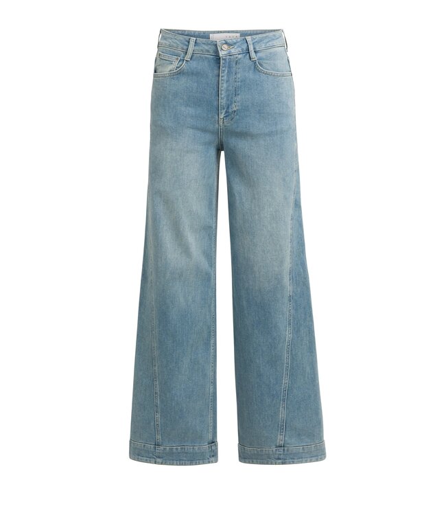 YAYA Extra long loose wide denim - L32 - MID BLUE DENIM