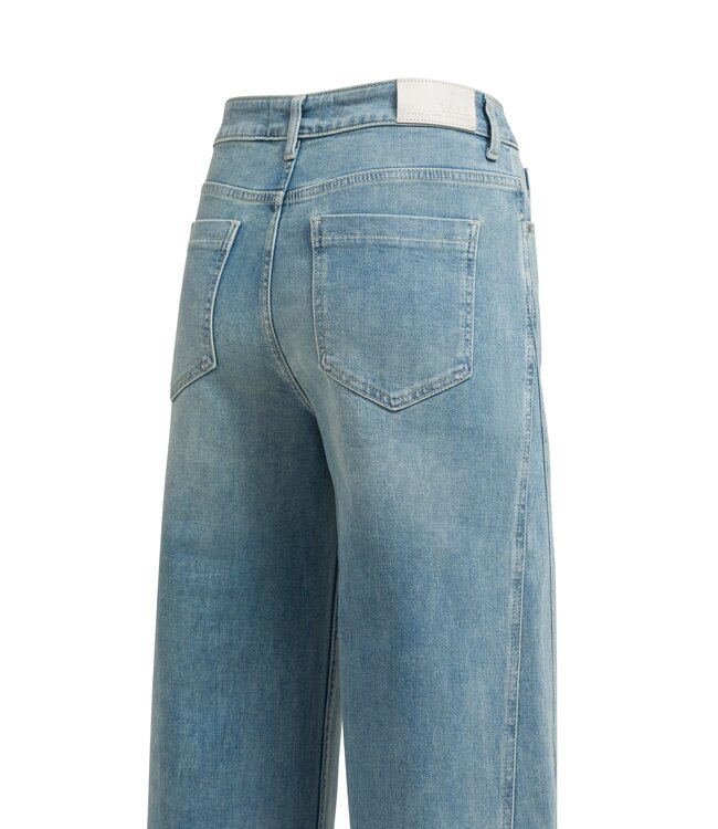 YAYA Extra long loose wide denim - L32 - MID BLUE DENIM