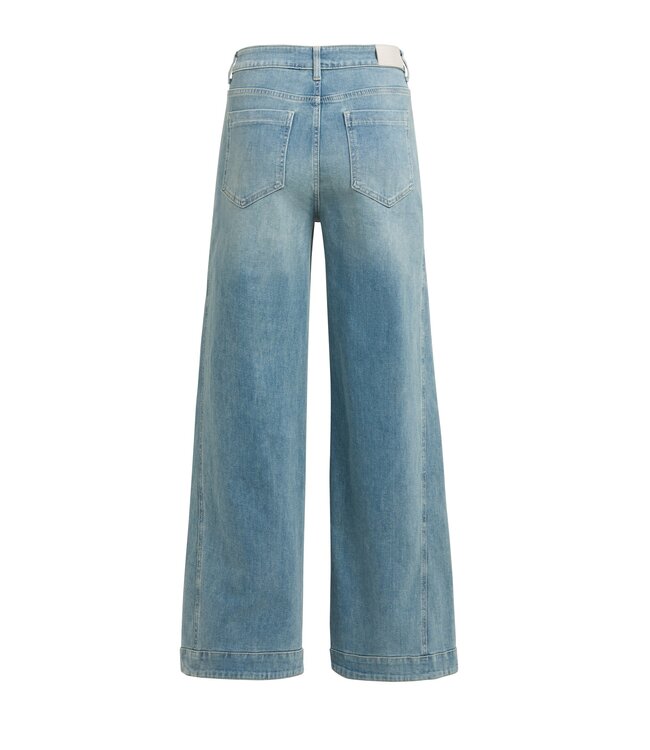 YAYA Extra long loose wide denim - L32 - MID BLUE DENIM