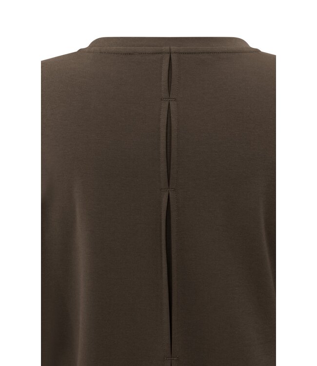 YAYA Jersey top with long sleeves and woven cuffs - SLATE BLACK BROWN
