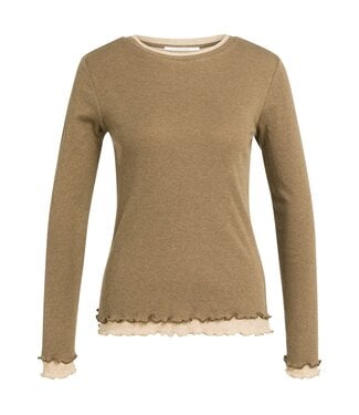 YAYA Long sleeve top with double layer effect - OTTER BROWN MELANGE
