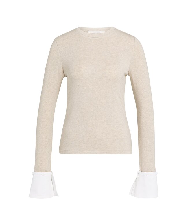 YAYA Jersey top with removable cuff - PURE CASHMERE GREY MELANGE