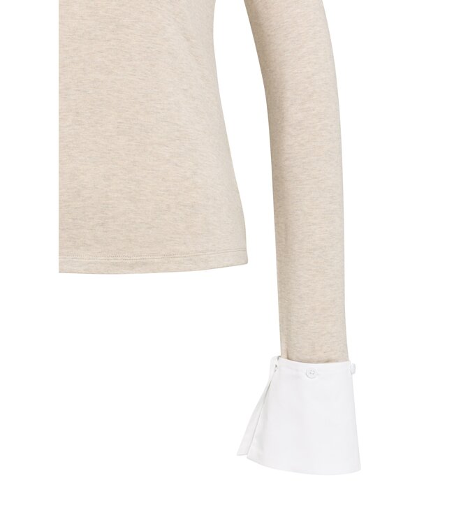 YAYA Jersey top with removable cuff - PURE CASHMERE GREY MELANGE
