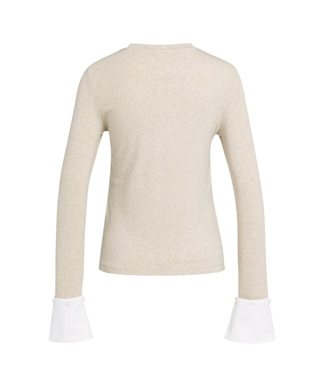 YAYA Jersey top with removable cuff - PURE CASHMERE GREY MELANGE