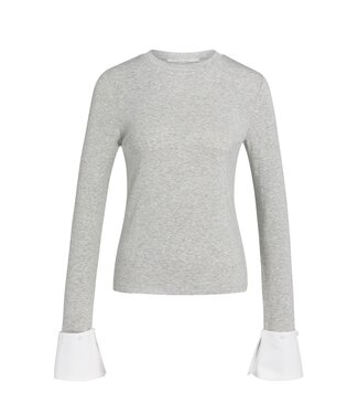 YAYA Jersey top with removable cuff - MEDIUM GREY MELANGE