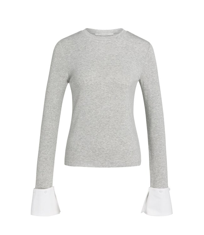YAYA Jersey top with removable cuff - MEDIUM GREY MELANGE