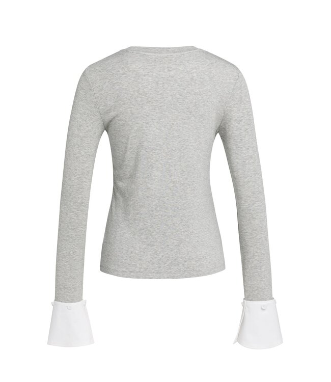 YAYA Jersey top with removable cuff - MEDIUM GREY MELANGE