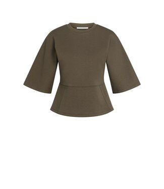 YAYA Soft jersey top with wide sleeves - SLATE BLACK BROWN