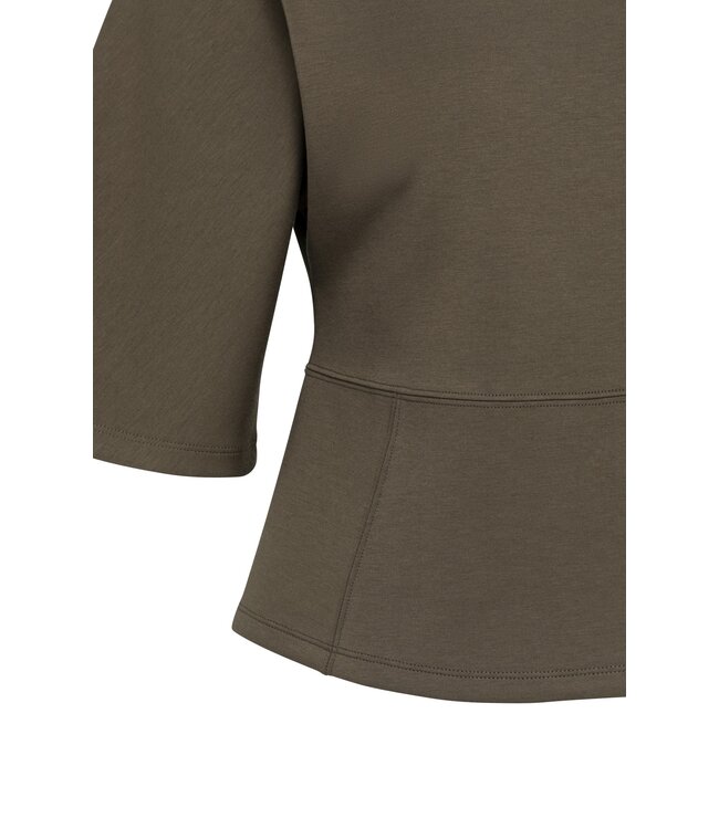 YAYA Soft jersey top with wide sleeves - SLATE BLACK BROWN