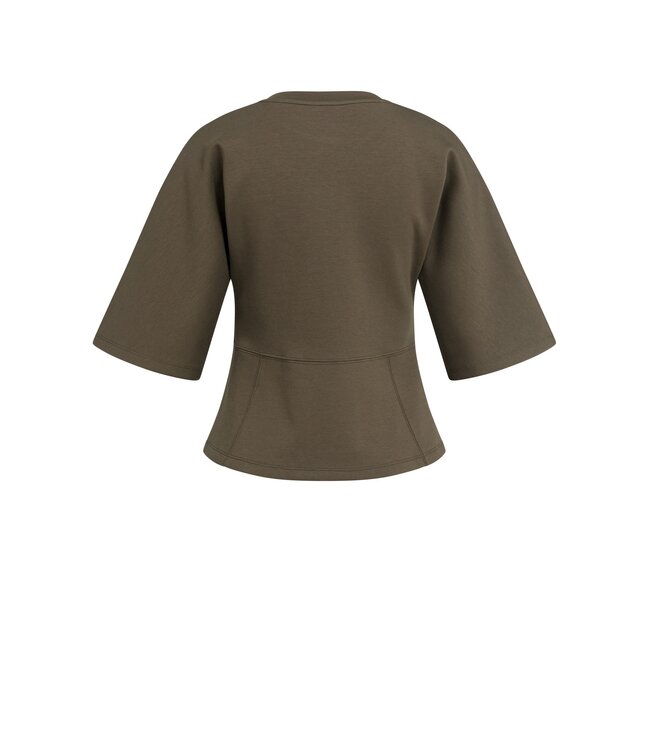 YAYA Soft jersey top with wide sleeves - SLATE BLACK BROWN