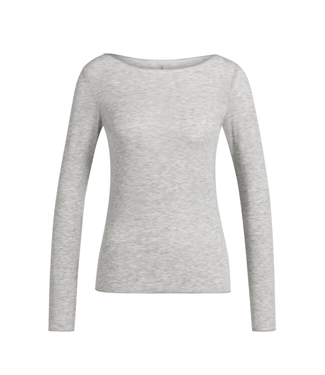 YAYA Long sleeve top with round neck - MEDIUM GREY MELANGE