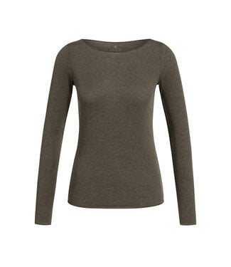 YAYA Long sleeve top with round neck - SLATE BLACK BROWN MELANGE