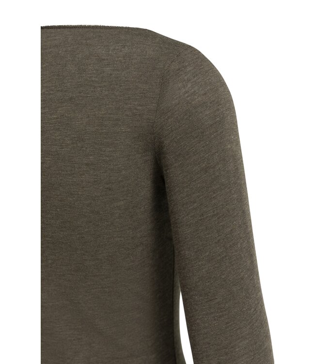 YAYA Long sleeve top with round neck - SLATE BLACK BROWN MELANGE