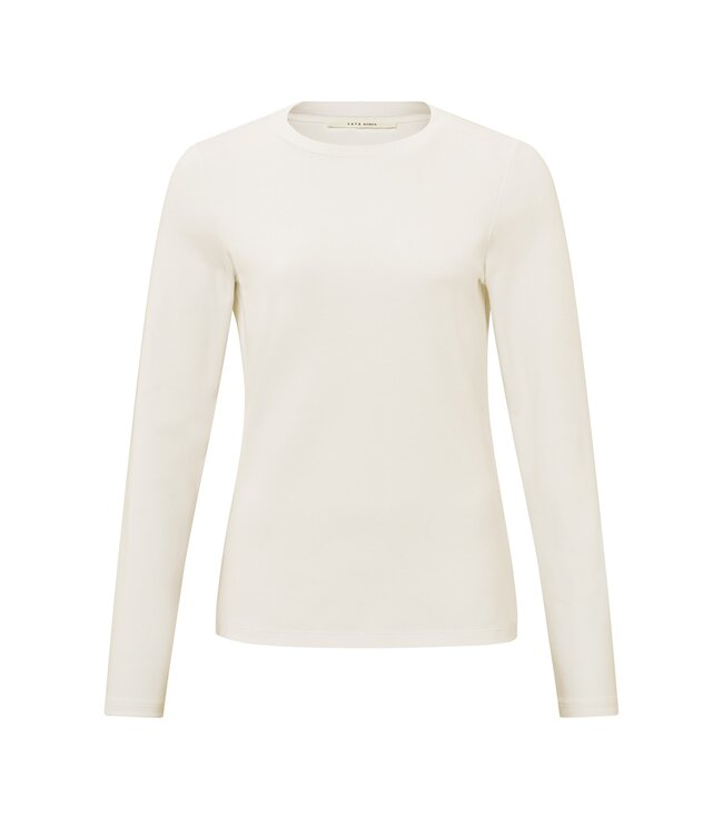 YAYA T-shirt with round neck and long sleeves in regular fit - BIRCH SAND