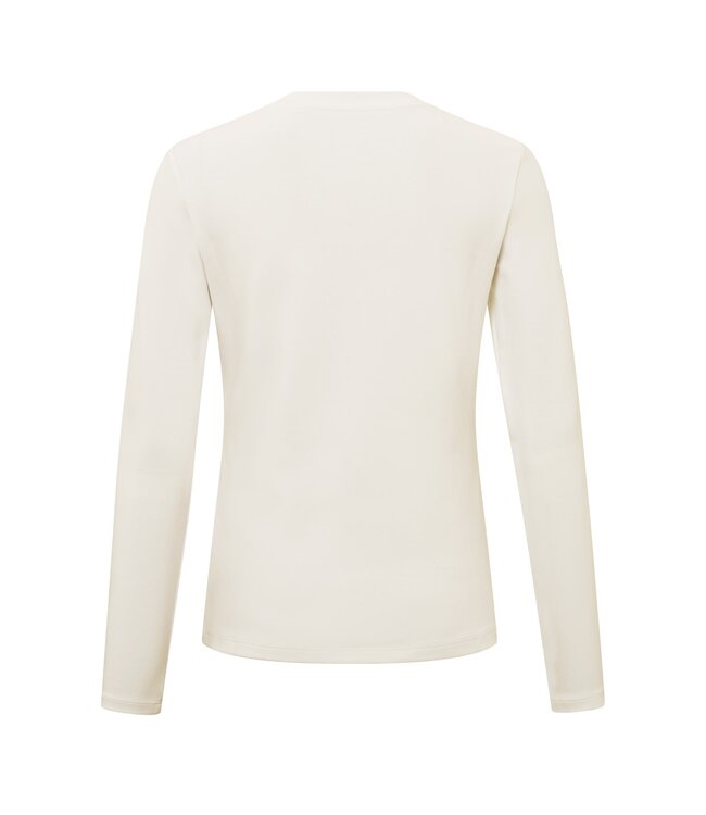 YAYA T-shirt with round neck and long sleeves in regular fit - BIRCH SAND