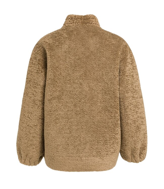 YAYA Faux fur kimono wrap jacket - OTTER BROWN