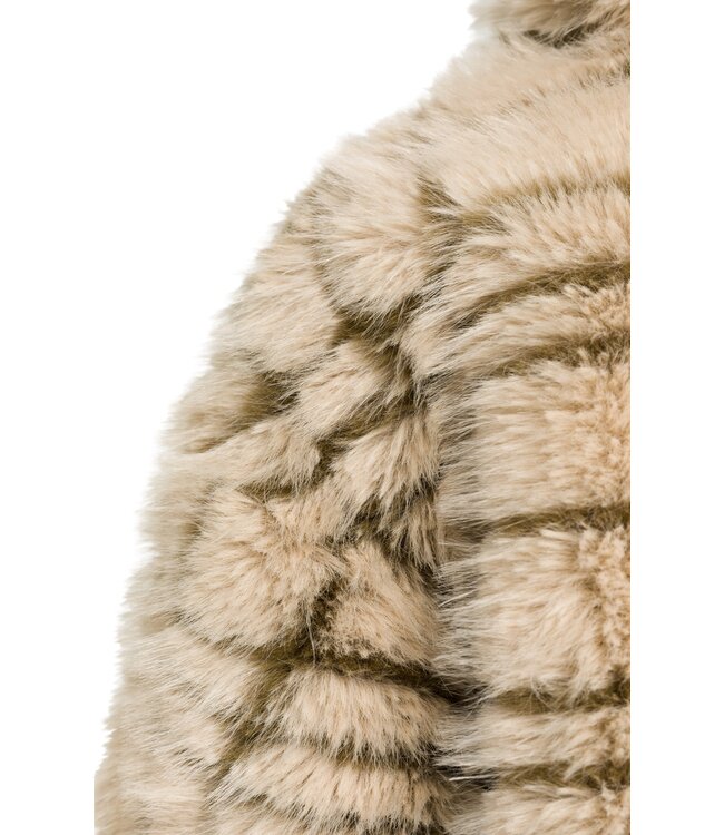 YAYA Faux fur fun jacket with collar - PURE CASHMERE GREY DESSIN