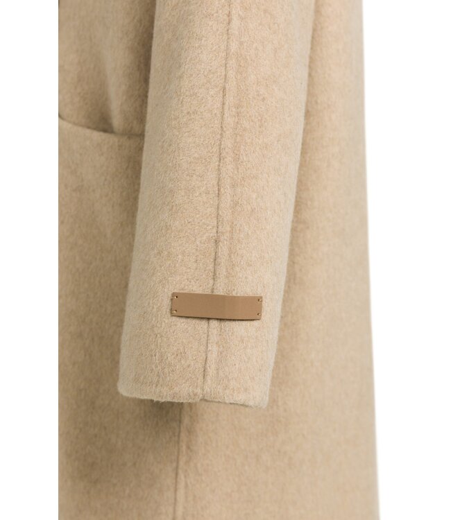 YAYA Extra long woven wool mix coat - CORNSTALK BROWN MELANGE