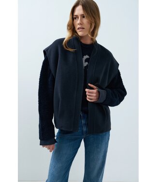 YAYA Oversized woolmix woven bodywarmer - CAT BLACK MELANGE