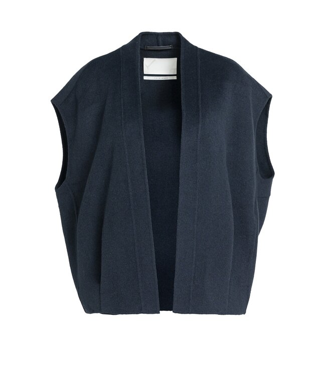 YAYA Oversized woolmix woven bodywarmer - CAT BLACK MELANGE