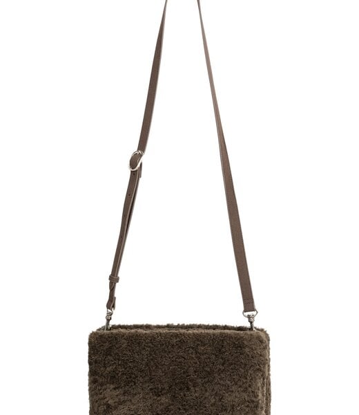 Faux fur cross body bag - SLATE BLACK BROWN