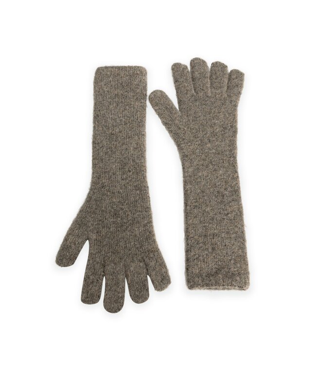 YAYA Soft knitted gloves - TEAK BROWN MELANGE