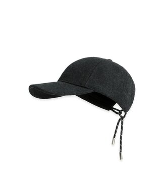 YAYA Wool cap with adjustable drawstring closure - HOLE BLACK