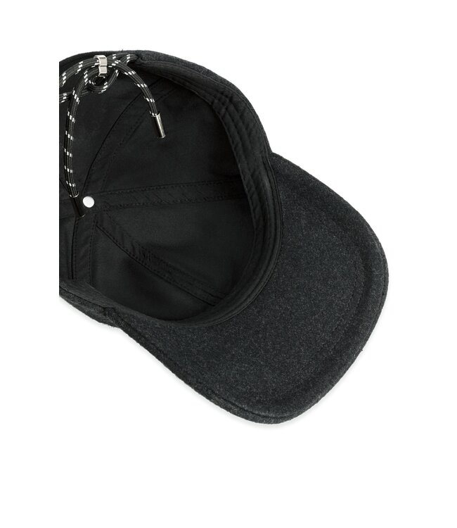 YAYA Wool cap with adjustable drawstring closure - HOLE BLACK