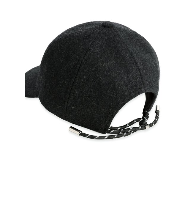 YAYA Wool cap with adjustable drawstring closure - HOLE BLACK