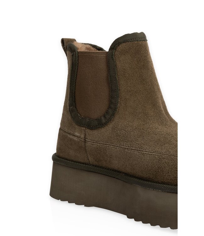 YAYA Platform fur lining suede ankle boots - SLATE BLACK BROWN