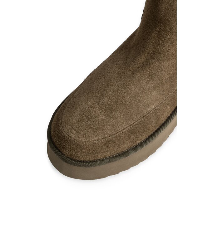 YAYA Platform fur lining suede ankle boots - SLATE BLACK BROWN