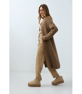 YAYA Long cardigan with long sleeve - OTTER BROWN MELANGE