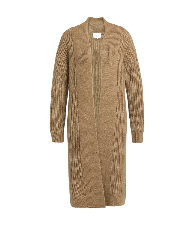 YAYA Long cardigan with long sleeve - OTTER BROWN MELANGE