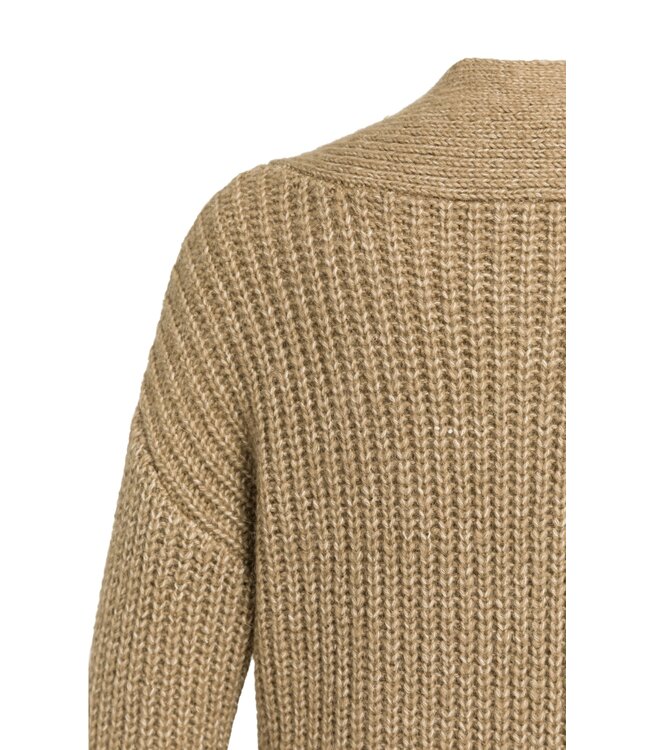 YAYA Long cardigan with long sleeve - OTTER BROWN MELANGE