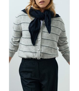 YAYA Knitted triangle scarf - CAT BLACK MELANGE