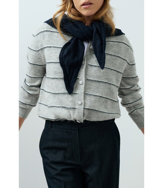YAYA Knitted triangle scarf - CAT BLACK MELANGE