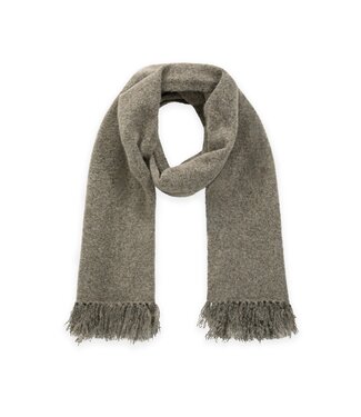 YAYA Soft knitted scarf with self fringes - TEAK BROWN MELANGE
