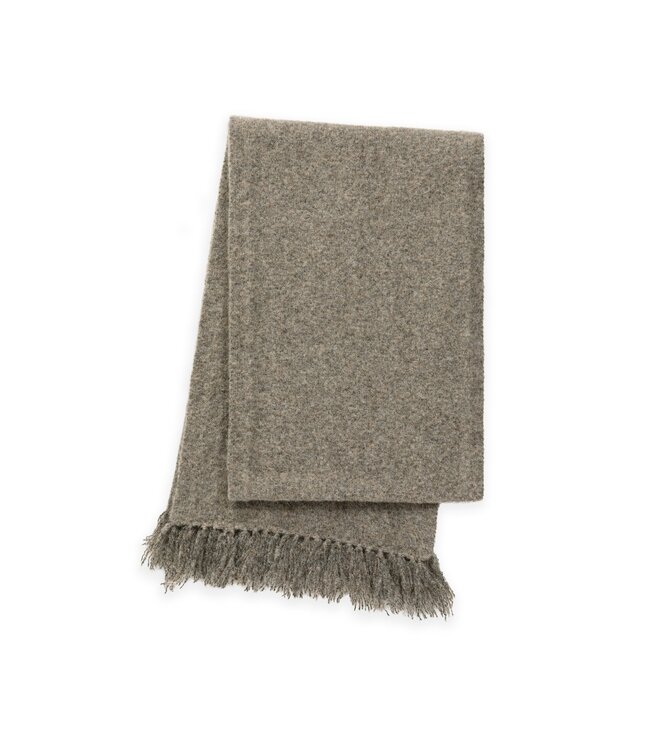 YAYA Soft knitted scarf with self fringes - TEAK BROWN MELANGE