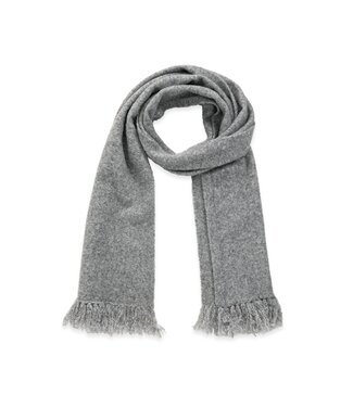 YAYA Soft knitted scarf with self fringes - MEDIUM GREY MELANGE