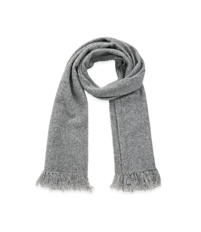 YAYA Soft knitted scarf with self fringes - MEDIUM GREY MELANGE