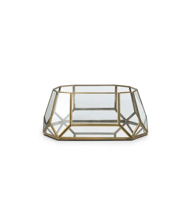 YAYA Glass candle holder with mirrored base - GOLD
